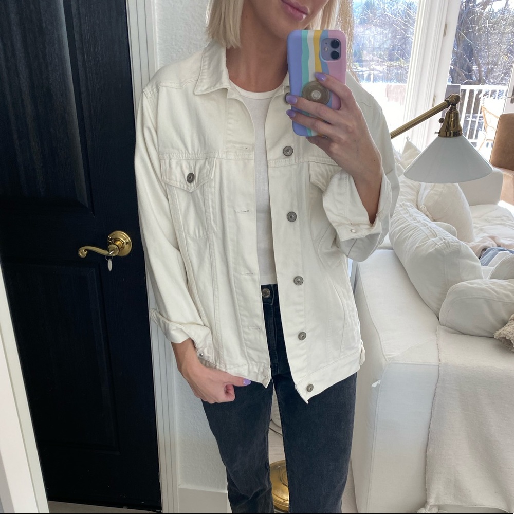 Cream oversized denim jacket